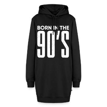 90er Jahre - Hoodie-Kleid - Schwarz - Vorne - AI Model Female 172 light (172cm)