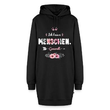 Ich hasse Menschen. Generell. Böser Spruch Frauen - Hoodie-Kleid - Schwarz - Vorne - AI Model Female 172 light (172cm)