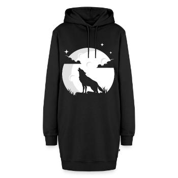 Wolf Mond Wolfsrudel Wolf Wölfe - Hoodie-Kleid - Schwarz - Vorne - AI Model Female 172 light (172cm)
