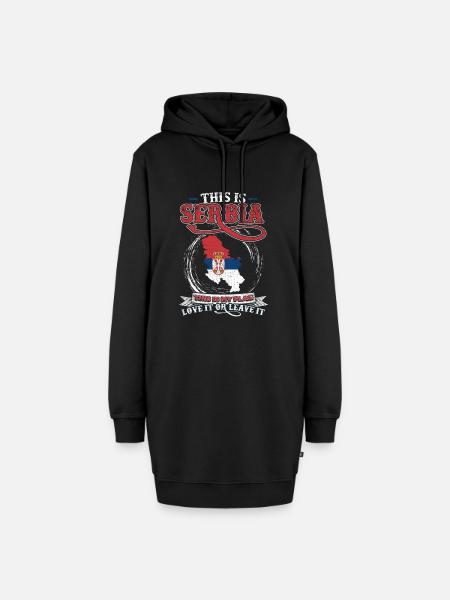 Serbien - Hoodie-Kleid - Schwarz