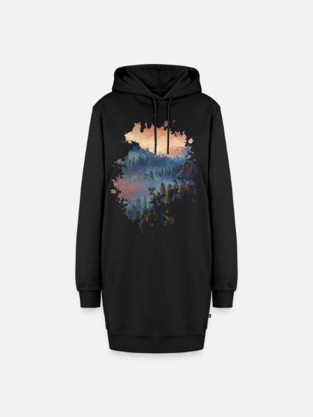 Landschaft - Hoodie-Kleid - Schwarz