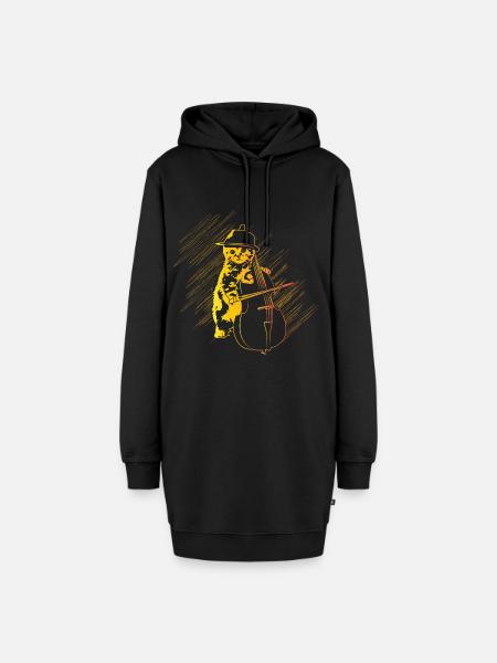 Katze Cello Geschenk - Hoodie-Kleid - Schwarz