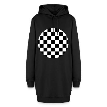 Karierter Kreis - Hoodie-Kleid - Schwarz - Vorne - AI Model Female 172 light (172cm)