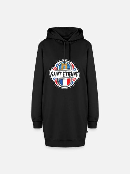 Saint Etienne Frankreich Flagge Reise Souvenir Abzeichen St - Hoodie-Kleid - Schwarz