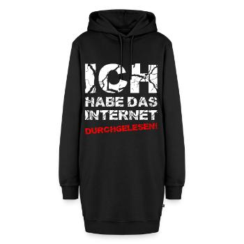 Ich Habe Das Internet Durchgelesen - Hoodie-Kleid - Schwarz - Vorne - AI Model Female 172 light (172cm)