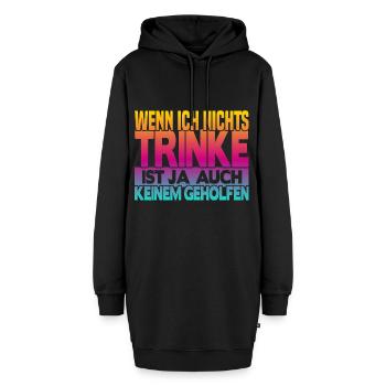 Wenn ich nichts trinke - Hoodie-Kleid - Schwarz - Vorne - AI Model Female 172 light (172cm)