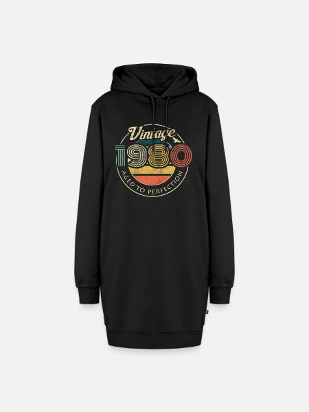 Vintage 1980 Geburtstag Retro Jahrgang 80 Geschenk - Hoodie-Kleid - Schwarz