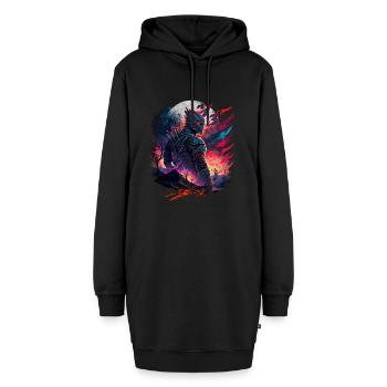 Apocalypse Ninja Warrior | AI generated Art - Hoodie-Kleid - Schwarz - Vorne - AI Model Female 172 light (172cm)