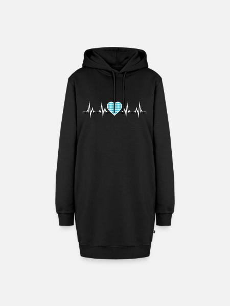 Bayern Herzschlag EKG - Hoodie-Kleid - Schwarz