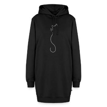 Katzen Silhouette in weiß - Hoodie-Kleid - Schwarz - Vorne - AI Model Female 172 light (172cm)