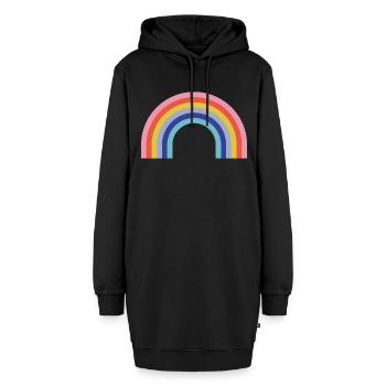 Regenbogen - Hoodie-Kleid - Schwarz - Vorne - AI Model Female 172 light (172cm)