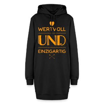 wertvoll und einzigartig - Hoodie-Kleid - Schwarz - Vorne - AI Model Female 172 light (172cm)