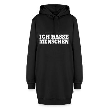 Ich hasse menschen - Hoodie-Kleid - Schwarz - Vorne - AI Model Female 172 light (172cm)