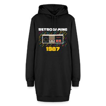 Retrogaming (Retrogaming) - Hoodie-Kleid - Schwarz - Vorne - AI Model Female 172 light (172cm)