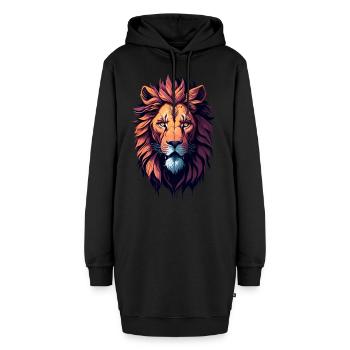 Löwen-Illustration - Hoodie-Kleid - Schwarz - Vorne - AI Model Female 172 light (172cm)