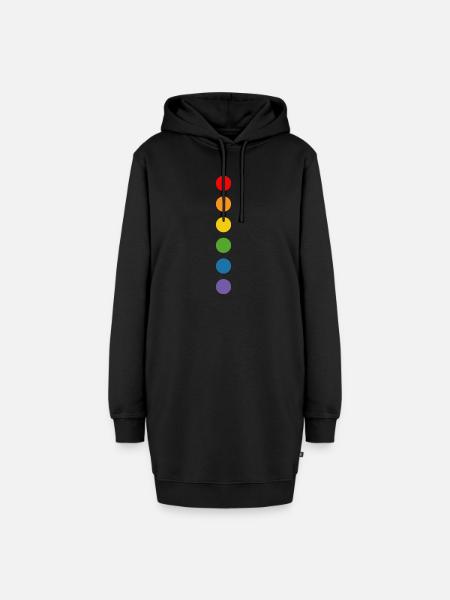 Regenbogen rounds - Hoodie-Kleid - Schwarz