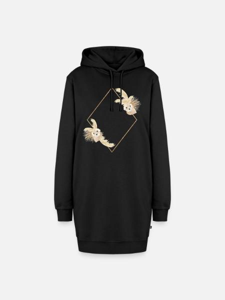 Pampasgras Raute Design Idee - Hoodie-Kleid - Schwarz