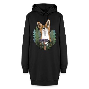 Glücklicher Fuchs (dunkle Stoffe) - Hoodie-Kleid - Schwarz - Vorne - AI Model Female 172 light (172cm)