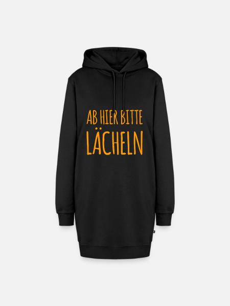 ab hier bitte lächeln - Hoodie-Kleid - Schwarz