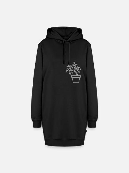 Minimalistische Palme - Hoodie-Kleid - Schwarz
