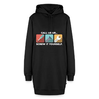 Handwerker - Hoodie-Kleid - Schwarz - Vorne - AI Model Female 172 light (172cm)