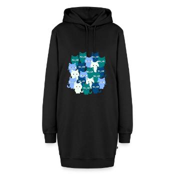 Katzen, Katzen, Katzen - Hoodie-Kleid - Schwarz - Vorne - AI Model Female 172 light (172cm)