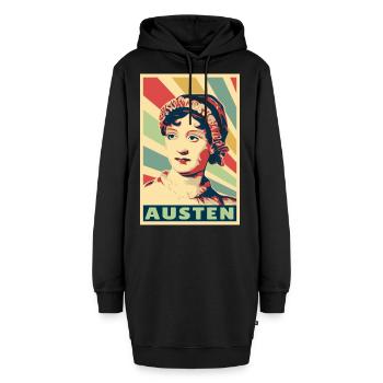 Jane Austen Vintage Farben - Hoodie-Kleid - Schwarz - Vorne - AI Model Female 172 light (172cm)
