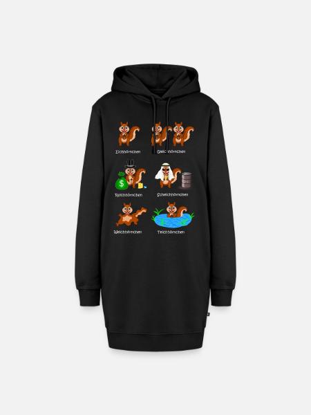 eichhörnchen, reichhörnchen, scheichhörnchen, - Hoodie-Kleid - Schwarz