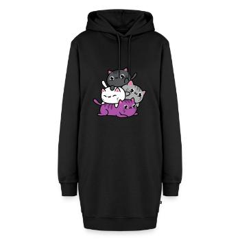 Ace Pride Katzen - Hoodie-Kleid - Schwarz - Vorne - AI Model Female 172 light (172cm)