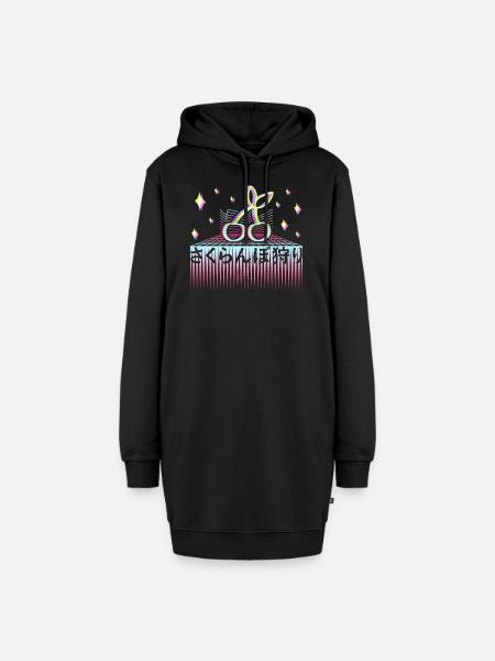 Retrowave 80er Retro Kirsche - Hoodie-Kleid - Schwarz