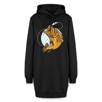 Barsch am Haken - Hoodie-Kleid - Schwarz - Vorne - AI Model Female 172 light (172cm)