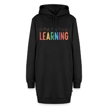 Amerikanische Gebärdensprache ASL-Lehrer - Hoodie-Kleid - Schwarz - Vorne - AI Model Female 172 light (172cm)