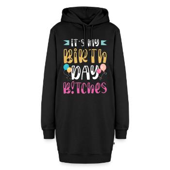 geburtstags witziger spruch - Hoodie-Kleid - Schwarz - Vorne - AI Model Female 172 light (172cm)