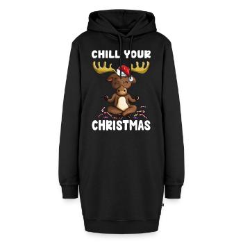 Elch Elche Yoga Namaste Weihnachten Elchgeweih - Hoodie-Kleid - Schwarz - Vorne - AI Model Female 172 light (172cm)