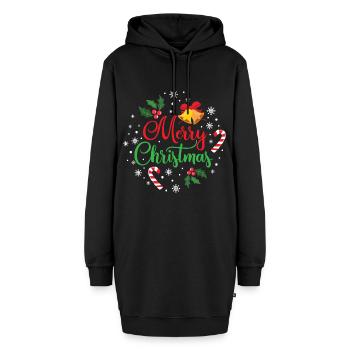 Frohe Weihnacht-glückliches Familien-Weihnachtszusammenpassendes Geschenk - Hoodie-Kleid - Schwarz - Vorne - AI Model Female 172 light (172cm)
