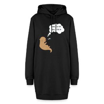 Otter - Seeotter - Otterfan - Kopf oder Zahl - Hoodie-Kleid - Schwarz - Vorne - AI Model Female 172 light (172cm)