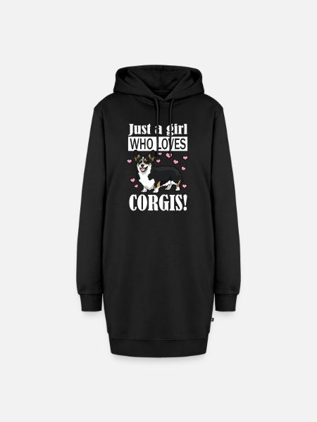 Corgi - Hoodie-Kleid - Schwarz