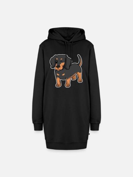 Dackel - Hoodie-Kleid - Schwarz