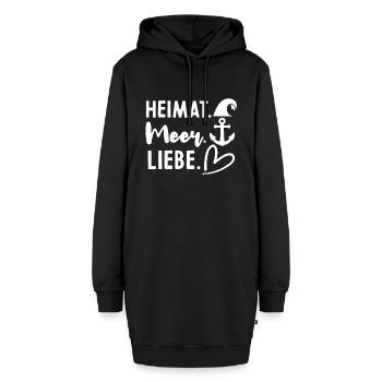 Heimat Meer Liebe - Hoodie-Kleid - Schwarz - Vorne - AI Model Female 172 light (172cm)