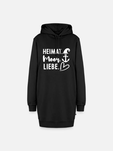 Heimat Meer Liebe - Hoodie-Kleid - Schwarz