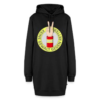 Keine Gewalt gegen Retter - Hoodie-Kleid - Schwarz - Vorne - AI Model Female 172 light (172cm)