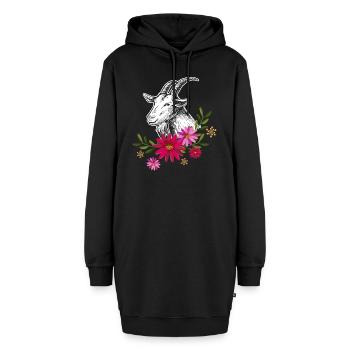 Ziege mit Blumen - Hoodie-Kleid - Schwarz - Vorne - AI Model Female 172 light (172cm)