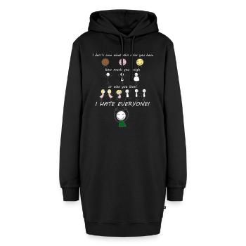 Ich hasse jeden! Mir egal welche Hautfarbe Du hast - Hoodie-Kleid - Schwarz - Vorne - AI Model Female 172 light (172cm)