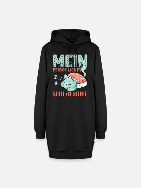 Katze Pyjama - Hoodie-Kleid - Schwarz