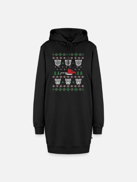 hässlicher Weihnachtspullover - Hoodie-Kleid - Schwarz