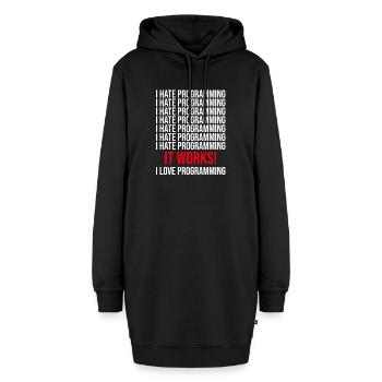 Programmierer Ich Hasse Programmieren - Hoodie-Kleid - Schwarz - Vorne - AI Model Female 172 light (172cm)