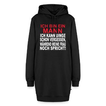 Ich bin ein Mann. - Hoodie-Kleid - Schwarz - Vorne - AI Model Female 172 light (172cm)