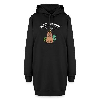 Capybara - Hoodie-Kleid - Schwarz - Vorne - AI Model Female 172 light (172cm)
