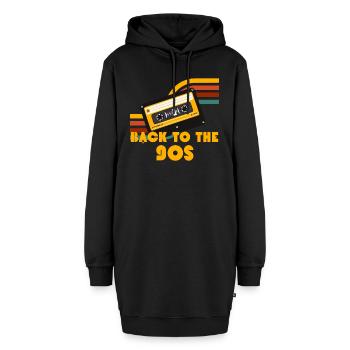 Back to the 90s Kasette Oldschool - Hoodie-Kleid - Schwarz - Vorne - AI Model Female 172 light (172cm)