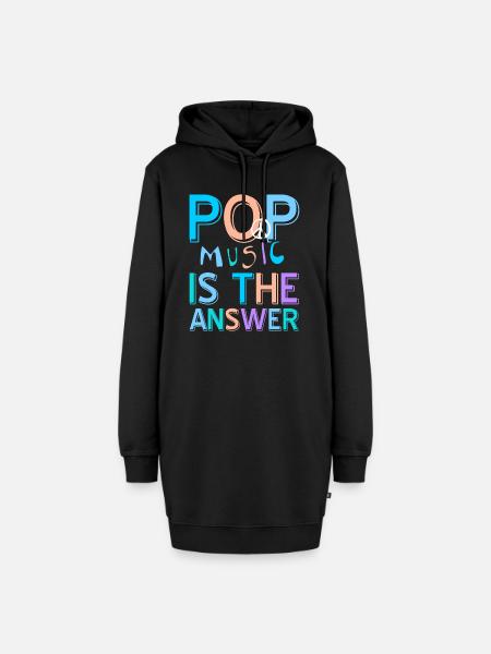 Pop Music Is The Answer Awesome Retro T-Shirt - Hoodie-Kleid - Schwarz